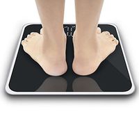 OhradWord Digital Body Weight Scale,Digital Body Weight Bathroom Scale with Body Tape Measure, Tempered Glass, 150KG/330 Pounds,Black