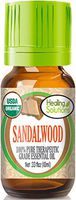 Organic Sandalwood Essential Oil (100% Pure - USDA Certified Organic) Best Therapeutic Grade Essential Oil - 10ml