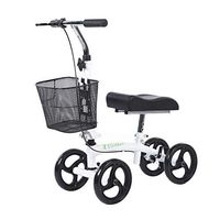 ELENKER Steerable Knee Walker Foldable Scooter for People Below 5' Tall Crutch Alternative White