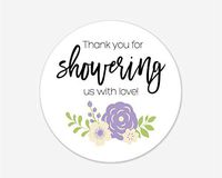 24 Thanks for Showering Us with Love Stickers, Baby Shower Bridal Shower and Event Favor Labels (#494-2-U-LL)