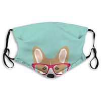 Teagan Glasses Corgi Cute Puppy Welsh Corgi Unisex Adjustable Earloop Face Ma-sk, Anti-dust Mouth Ma-sk, Anti Pollution Ma-sk,Washable Protection Ma-sk,Pollen Ma-SKS,Anti-smog Ma-sk