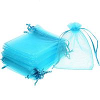 Yansanido 100 Pack (10cm x12 cm) Lack Blue Organza Gift Bags Baby Shower Wedding Party Favor Bags Jewelry Pouches Wrap (Lack Blue 4''x5'')