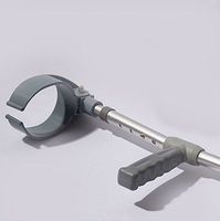 Wanson Forearm Crutch Adult Full Sleeve Forearm V-Front Opening Cane Cushion Knee Pressure Cane Grey Aluminum Forearm Crutch Height Adjustable 93Cm~123Cm Crutch