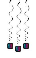 26" Hanging Birthday Cheer 40th Birthday Decorations, 3ct