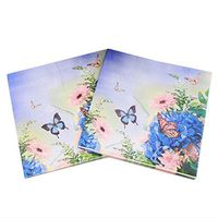 Butterfly Flower Paper Napkins Disposable, Colored Floral Dessert Cocktail Napkins for Wedding, Bridal Shower, Tea Party Supply Dinner Decorative, 2-Ply, 40 Count