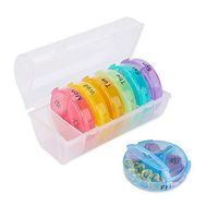 Pill Box,7 Day Pill Case,Upgraded 3 Times a Day Travel Case,Colorful Pill Organizer BPA Free with Easy Open Design and Large Capacity to Hold Pills/Vitamin/Fish Oil/Supplements