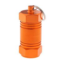 Aluminum Alloy Waterproof Mini Pill Storage Case Box Medicine Container Holder First Aid Cartridge Key Chain - Orange, as described