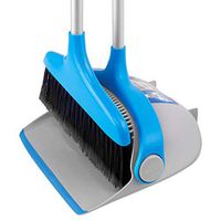 MR.SIGA Upright Broom and Dustpan Set, Blue&Gray