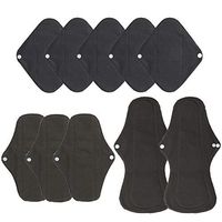 10Pcs Reusable Bamboo Charcoal Cloth Menstrual Pads Set, Including 5pc Small Panty Liners ( S: 17.5*20CM ) + 3pcs Regular Flow Sanitary Pads (M: 18*25CM) +2pcs Heavy Flow Menstrual Pads( L:17*32CM))
