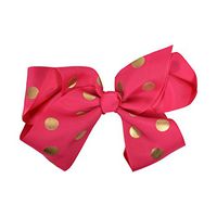 Hot Pink 5 Inch Bow With Gold Polka Dots