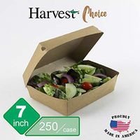 Genpak's KPB206 - Harvest Choice Sustainable Hinged Kraft Paperboard Container | Small Hinged All-Purpose Vented Container | Recyclable and Sustainable - SFI Certified | PFAS Free and Made in the USA | Case of 250 Containers