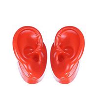 1 Pair Silicone Ear Model, True Size, Soft Silicone, Flexible Earmold Ear Displays for Acupuncture Jewelry Laboratory Model and More,Red