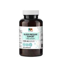 Blood Pressure Support 100 Capsules, Organic Herbal Blend (Hawthorn Berry, Holy Basil, Cat's Claw, Flax Seed, Chamomile, Ashwagandha)