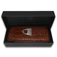 Leather Cigar Case by Mulling Room – 3 Cigar Brown Leather Holder Set with Included Stainless Steel Cutter – Preserves & Protects Cigars - Convenient Size for Pockets, Bags & Travelling