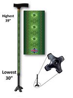 Walking Cane Adjustable T Handle with Footed Cane Tip Celtic Irish Lace Design