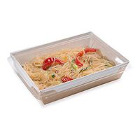 Click Lock Take Out Container, To Go Box - 34 oz - Paper - Clear Plastic Lid Sold Separately - Cafe Vision - 200ct Box - Restaurantware
