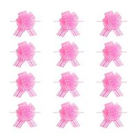 HEALLILY 12pcs Gift Pull Bows Glitter Yarn Pull Bows Gift Wrapping Wrap Ribbon Bow for Birthdays Easter Wedding Car Centerpieces Decoration (Pink)
