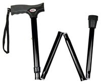 Carex Soft Grip Folding Cane - Foldable Walking Cane For Men and Women - Adjustable Height (33"-37"), Anti-Slip Rubber Tip, Soft Derby Style Ergonomic Handle, Black Cane