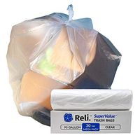 Reli. SuperValue 95 Gallon Trash Bags (30 Count) Clear Large 95 Gallon Trash Bags Heavy Duty, 90 Gal - 95 Gal - 96 Gallon Garbage Bag Capacity for Toter