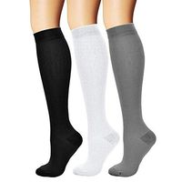 Compression Socks 15-20mmHg Medical Nursing Hiking Travel Flight (3 Pairs) (XXL)
