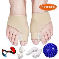 Bunion Corrector and Bunion Relief, Bunion Splint Pads for Hallux Valgus, Big Toe Joint, Hammer Toe, Toe Separators Spacers Straighteners with Foot Massage Ball, 8 Pieces