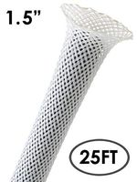 Electriduct 1.5" PET Expandable Braid Sleeving Flexible Wire Mesh Sleeve - 25FT (White)