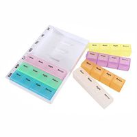 7 Days Pill Organizer Weekly Medication Case Daily AM Morning Noon PM Night Backup Container Detachable Dispenser 28 Compartments
