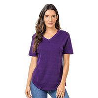 Theoylos Women's Short Sleeve Summer Basic T-Shirts Ladies V Neck T-Shirts Irregular Hem Casual Tops Purple
