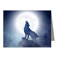 Note Card Howling Wolf in Misty Moonlight