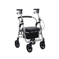 Walkers for Seniors with Seat Four-Wheeled Walker, Portable and Foldable, with seat and footrest, Suitable for Grocery Shopping, Shopping, Travel Rolling Walkers (Color : Black)