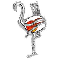 ROONJZY 10pcs Snake Silver Plated Pearl Cages Beads Hollow Locket Pendants for Jewelry Making - Oyster Pearls, Essential Oil Diffuser Charms，Fun Gifts. (Flamingo)