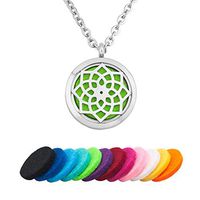 EV.YI Jewels Stylish Flower Pattern Locket Pendant Essential Oil Diffuser Necklace Aromatherapy Perfume Necklace Locket Pendant for Women Girl Men