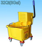 janiLink Mop Bucket w/Side Press Wringer Yellow 32 Qt(8 Gal)