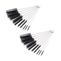 Antrader 8 Inch Nylon Tube Brushes Straw Set with Protective Design For Drinking Straws/Glasses/Keyboards/Jewelry Cleaning Brushes Clean Tools 20 Pieces Black