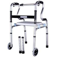 XHRHao Foldable Walker with Shower Chair Fuction 8 Adjustable Height Levels Made of Aluminum Alloy Rollator Lightweight Waterproof Portable Walk Assist for Elderly Silver (Color : Silver, Size : B)