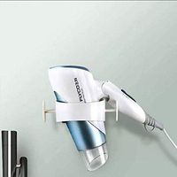 LOSYU Simple Style Ultra-Light Hair Dryer Rack, Wall Mount Hair Dryer Holders, with Plug Storage with Round Plug Storage Hooks Lavatory Storage Organiser Shelf