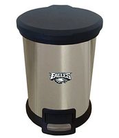 The Furniture Cove New 1.3 Gallon Round Stainless Steel Step Trash Can Waste Basket Featuring Your Choice of a Football Team Logo (Eagles)