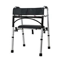 Lyqqqq Adjustable Height Elderly Walker with Seat Wheelless Rehabilitation Walker with Hand Brake