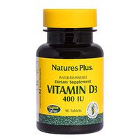 NaturesPlus Vitamin D3 (Cholecalciferol) - 400 iu, 90 Vegetarian Tablets - Bone Health, Heart Health & Immune System Support, Water Soluble for Maximum Absorption - Gluten-Free - 90 Servings