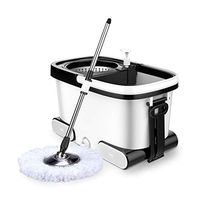 MOP Spinning and Bucket Cleaning Set Hand Pressure Dry and Wet Dual Use Adjustable Dual Drive Household (Color : C)