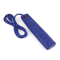 ALEKO EC2USB6B 6 Outlet Power Strip and Surge Protector UL Listed 300 Joules with 2 USB Outlets 6 Foot Cord Blue