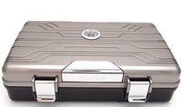 Waterproof Cigar Travel Humidor for 10 Cigars - Integrated Hygrometer and Humidifier Included - 2 Trays