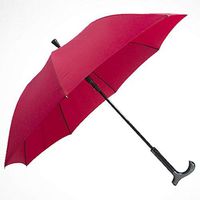 SJY Umbrella Elderly Crutches Umbrella Outdoor Climbing Special Umbrella Windproof Non-Slip Cane Umbrella Multifunction Crutches Umbrella Men's and Women's Crutch,Red