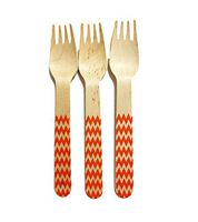 Perfect Stix Chevron Forks 158 36- Orange Printed Wooden Forks with Orange Chevron Pattern, 6" (Pack of 36)