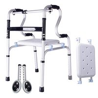 OUG Obesity Heavy Duty Foldable Walker with 2 Wheels, Lightweight Walking Frame, Handicapped Aids, Suitable for Disabled People, Rehabilitation Staff