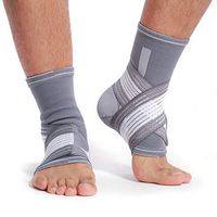 Neotech Care Ankle Brace Support (1 Pair) - Elastic & Breathable Fabric - Adjustable Compression Strap - for Men, Women, Youth - Left or Right Foot - Grey Color (Size M)