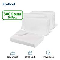 Disposable Dry Wipes for Baby and Adults, 300 Count (10 Pack) - Ultra Soft Cotton Tissue Washcloths - 7" x 13" Travel Size - Non-Moistened Cleansing Cloths for Incontinence, Body and Face - ProHeal