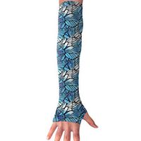 Unisex Cooling Arm Sleeves Blue Flying Butterflies UV Sun Protection Arm Perfect for Driving Fingerless Breathable Gloves (1 Pair)