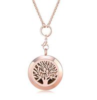 Mesinya Rose Gold Color 316L S.Steel Essential Oils Aromatherapy Diffuser Locket Necklace (Tree of Life 30mm)