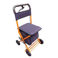 Standard Walker Height Adjustable,Aluminum Alloy Folding Rollator with handbrake for Disabled, Elderly People Shopping with Seat and Basket(Orange)